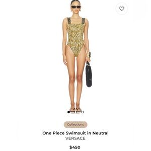 NWT VERSACE Greca Border Cheetah Print One-Piece Swimsuit